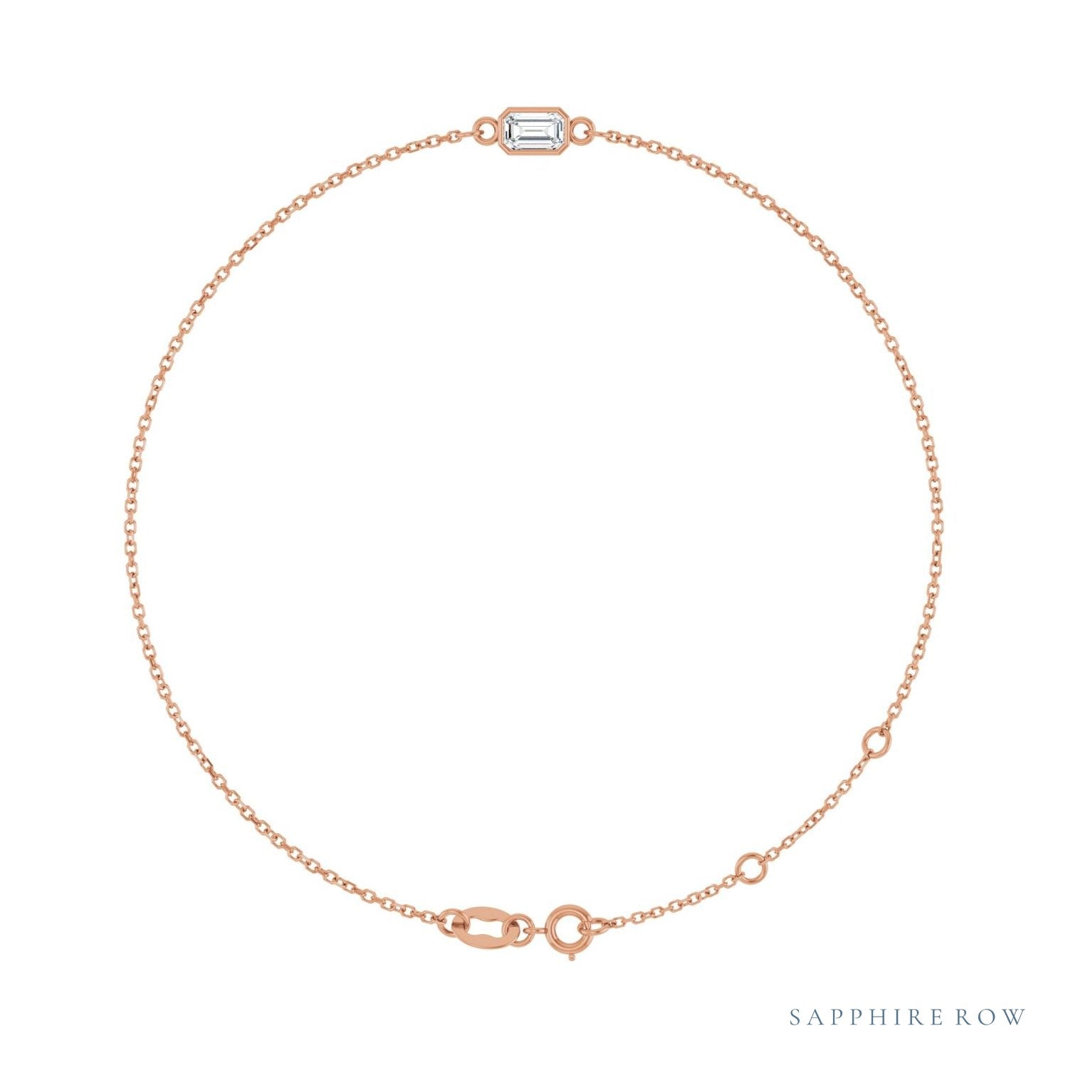 Sapphire Row Lab-Grown Bezel-Set Gemstone Solitaire Bracelet - Diamond, 14K Rose Gold