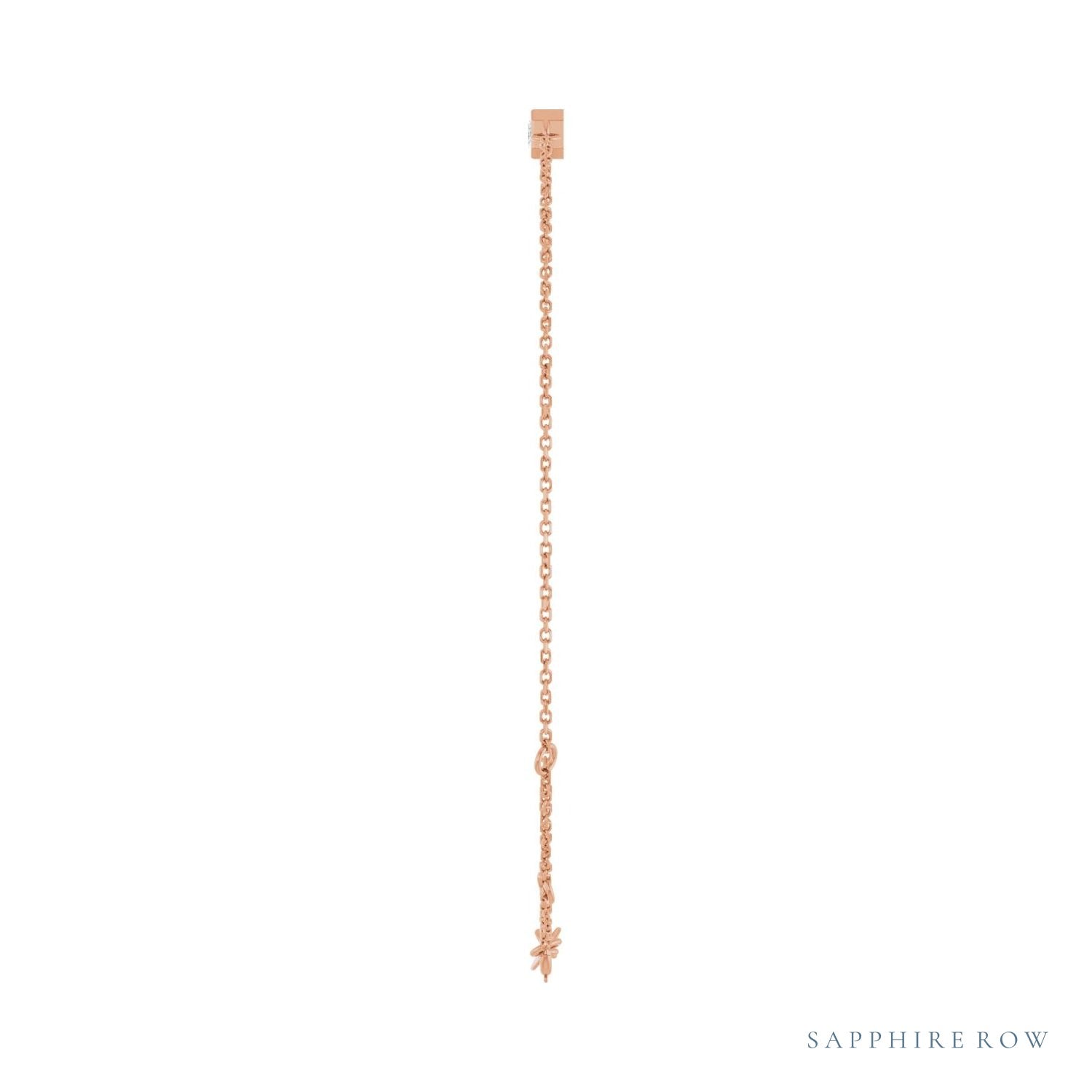 Sapphire Row Lab-Grown Bezel-Set Gemstone Solitaire Bracelet - Diamond, 14K Rose Gold (view 3)
