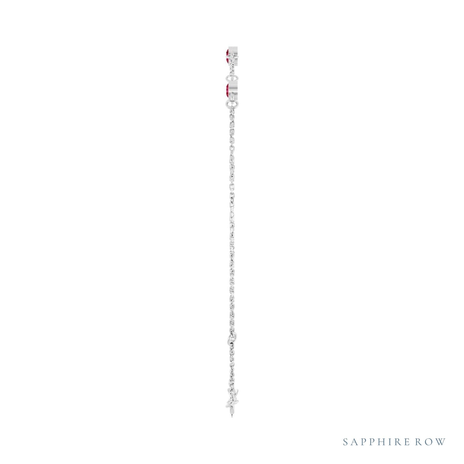 Sapphire Row Lab-Grown Bezel-Set Gemstone Solitaire Bracelet - Ruby, 14K White Gold (view 3)