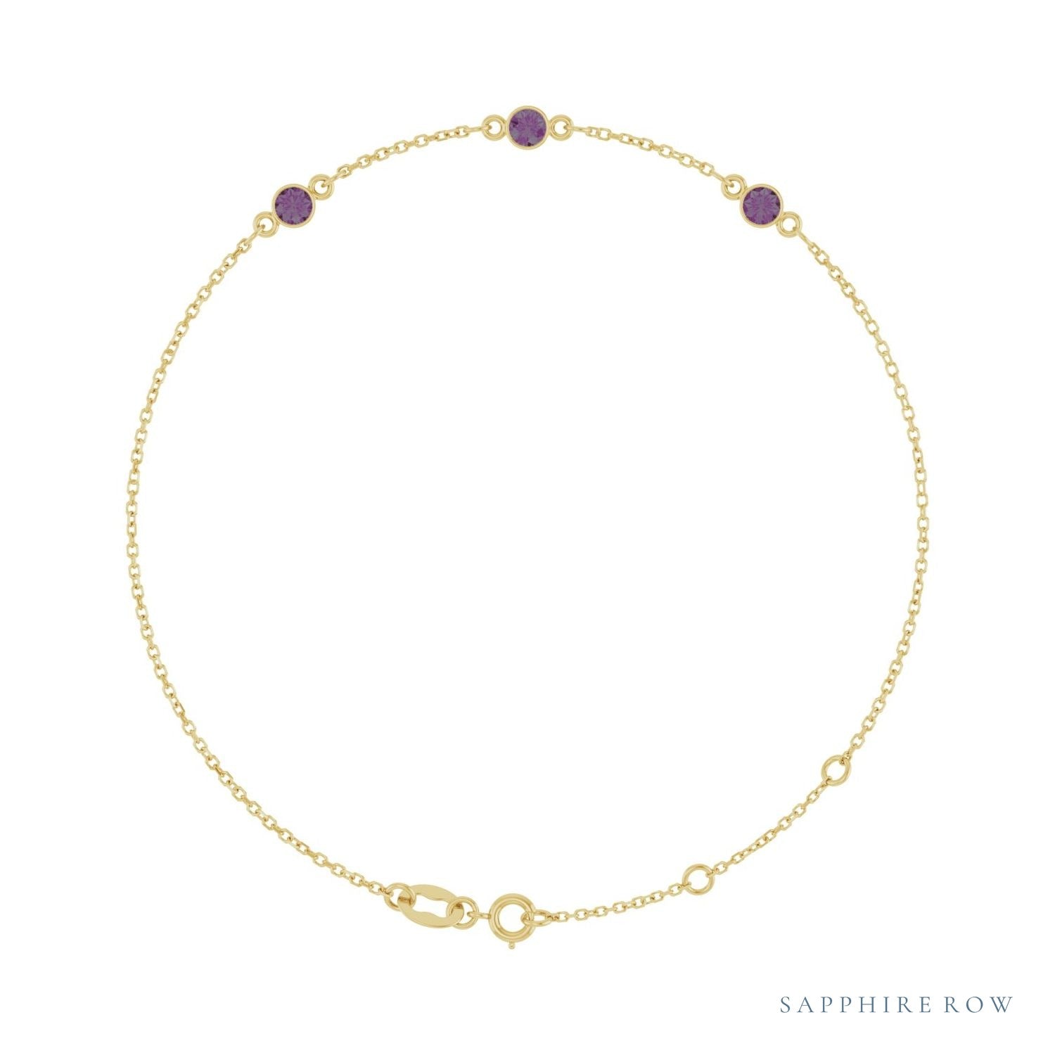 Sapphire Row Lab-Grown Bezel-Set Gemstone Solitaire Bracelet - Alexandrite, 14K Yellow Gold