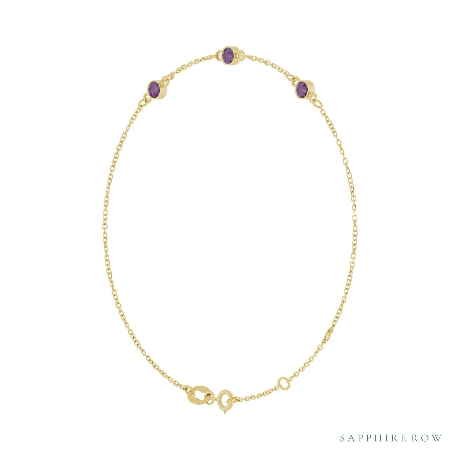 Sapphire Row Lab-Grown Bezel-Set Gemstone Solitaire Bracelet - Alexandrite, 14K Yellow Gold (view 2)