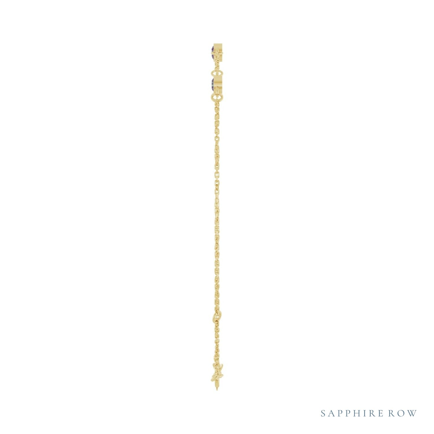 Sapphire Row Lab-Grown Bezel-Set Gemstone Solitaire Bracelet - Alexandrite, 14K Yellow Gold (view 3)