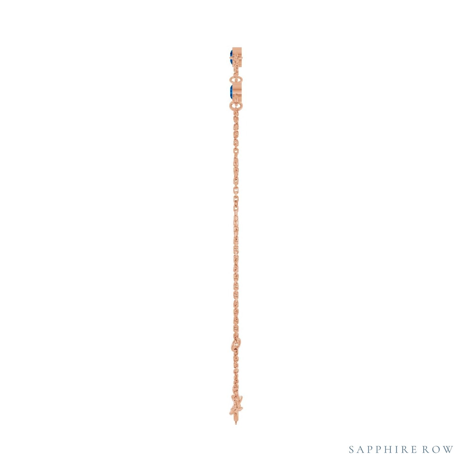 Sapphire Row Lab-Grown Bezel-Set Gemstone Solitaire Bracelet - Blue Sapphire, 14K Rose Gold (view 3)