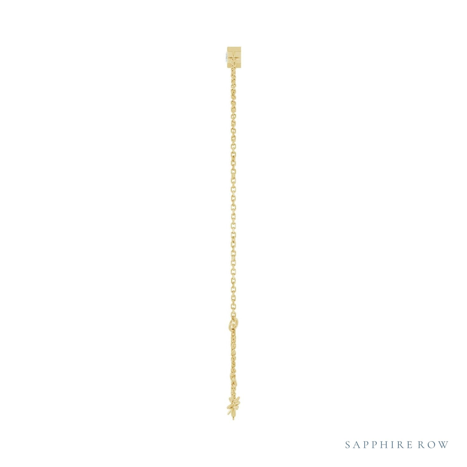 Sapphire Row Lab-Grown Bezel-Set Gemstone Solitaire Bracelet - Diamond, 14K Yellow Gold (view 3)