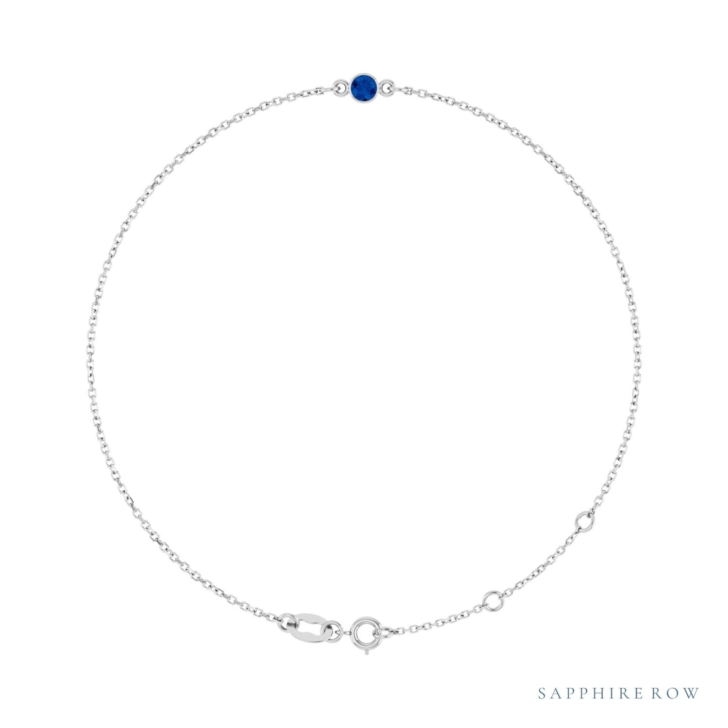 Sapphire Row Lab-Grown Bezel-Set Gemstone Solitaire Bracelet - Blue Sapphire, Platinum