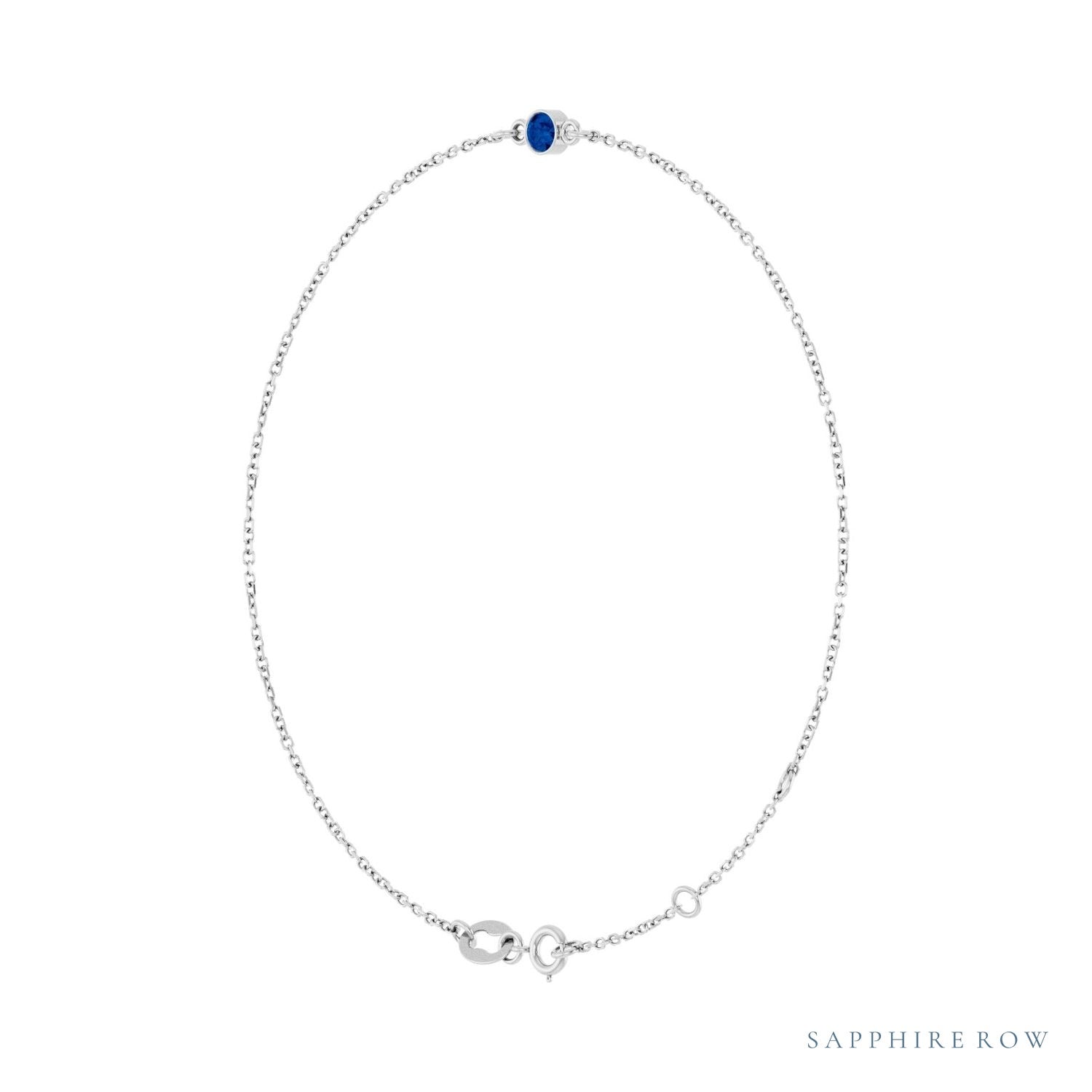 Sapphire Row Lab-Grown Bezel-Set Gemstone Solitaire Bracelet - Blue Sapphire, Platinum (view 2)