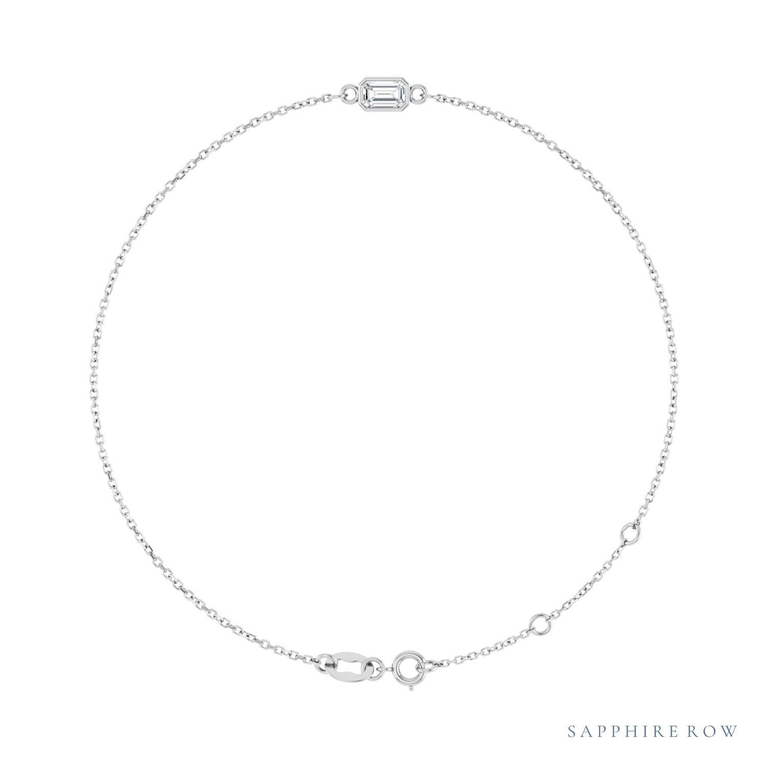 Sapphire Row Lab-Grown Bezel-Set Gemstone Solitaire Bracelet - Diamond, 14K White Gold