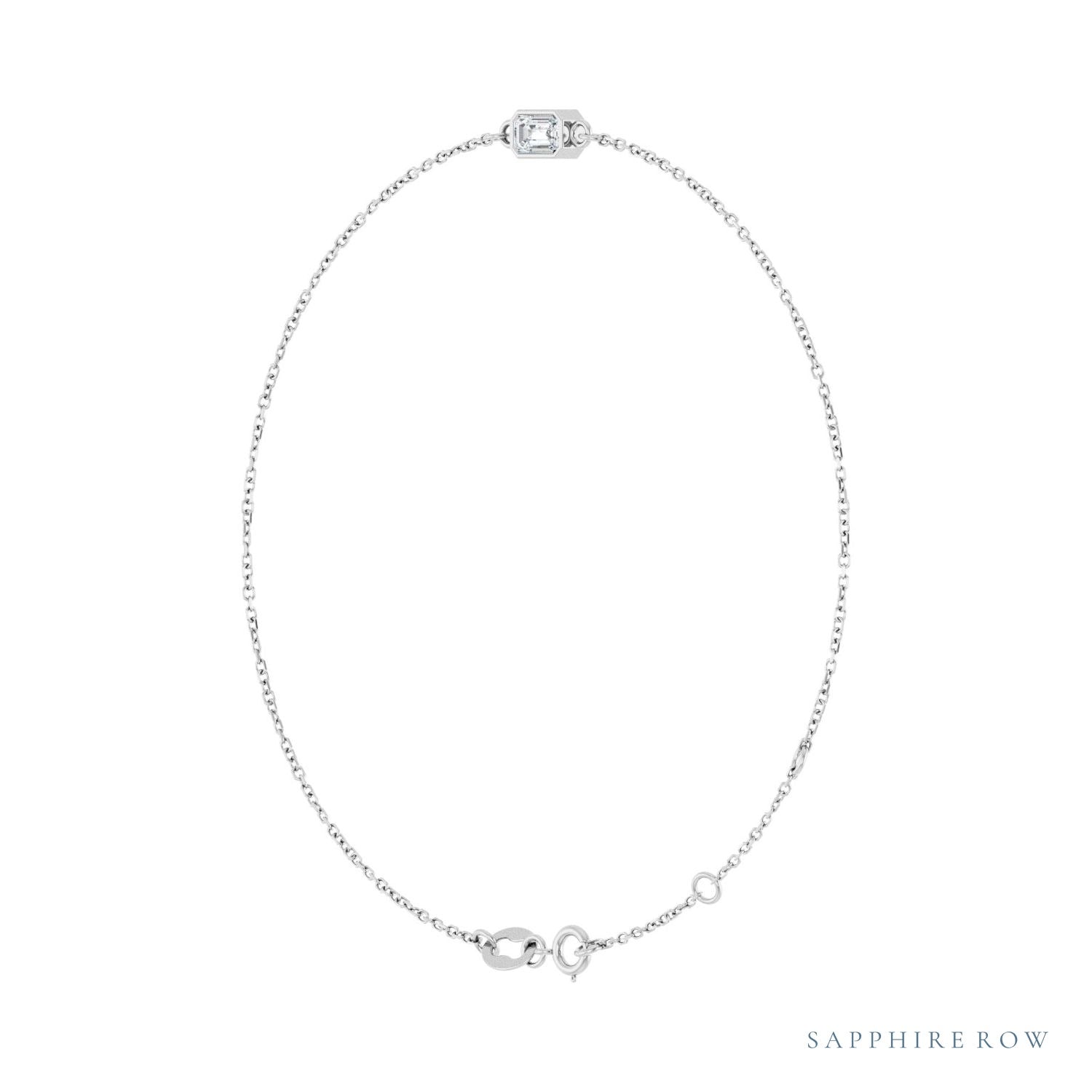 Sapphire Row Lab-Grown Bezel-Set Gemstone Solitaire Bracelet - Diamond, 14K White Gold (view 2)