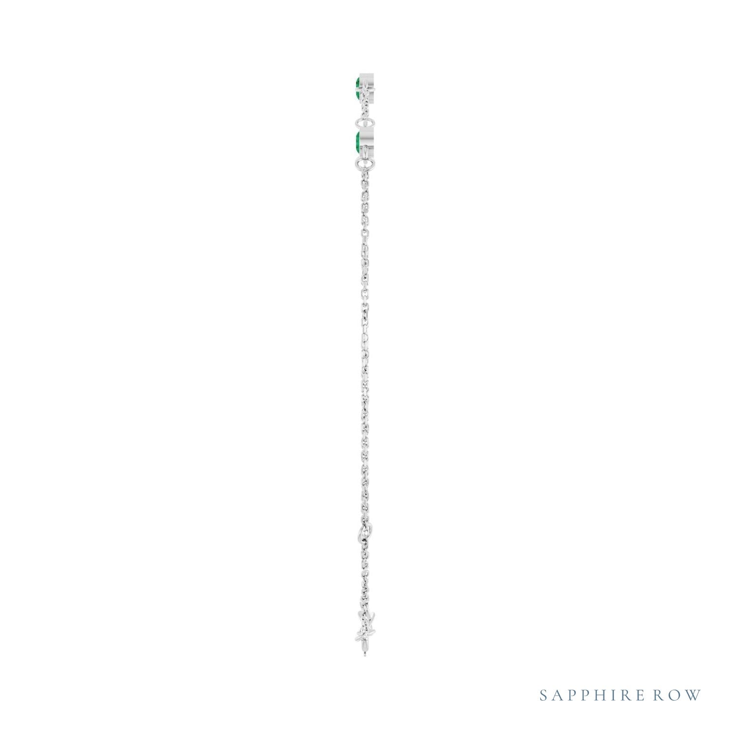 Sapphire Row Lab-Grown Bezel-Set Gemstone Solitaire Bracelet - Emerald, 14K White Gold (view 3)