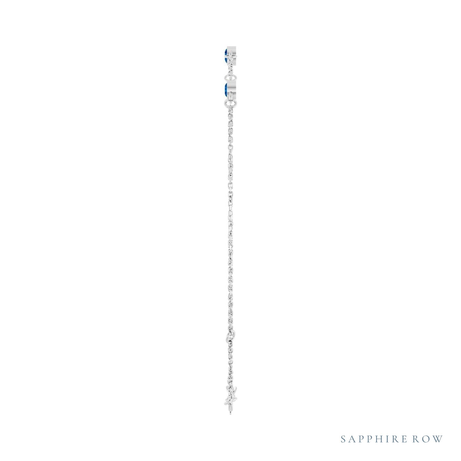 Sapphire Row Lab-Grown Bezel-Set Gemstone Solitaire Bracelet - Blue Sapphire, 14K White Gold (view 3)