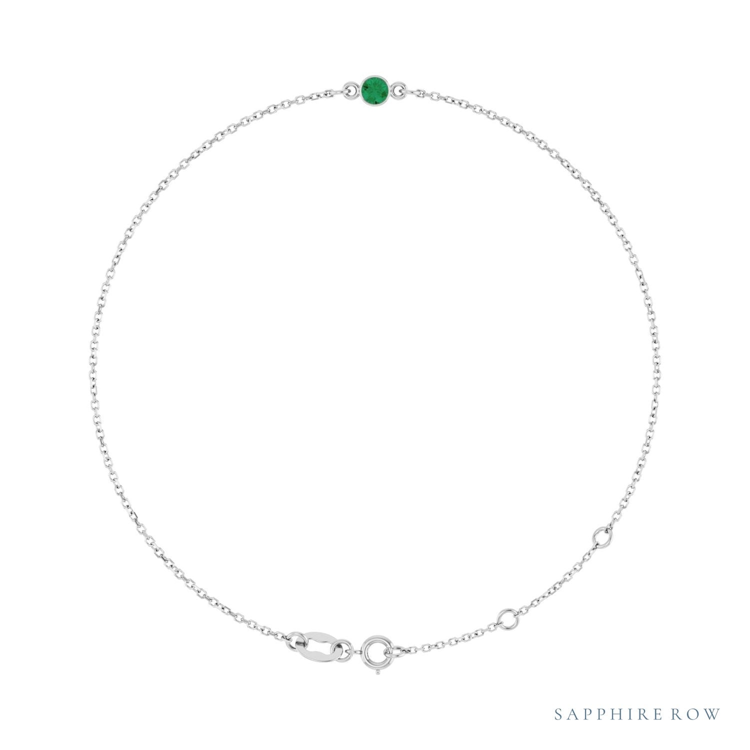 Sapphire Row Lab-Grown Bezel-Set Gemstone Solitaire Bracelet - Emerald, Platinum