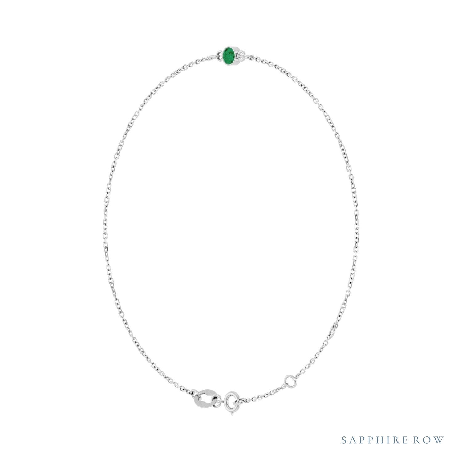 Sapphire Row Lab-Grown Bezel-Set Gemstone Solitaire Bracelet - Emerald, Platinum (view 2)
