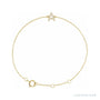 Sapphire Row Natural Diamond Pavé Initial Bracelet - A, 14K Yellow Gold