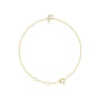 Sapphire Row Natural Diamond Pavé Initial Bracelet - F, 14K Yellow Gold