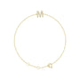 Sapphire Row Natural Diamond Pavé Initial Bracelet - M, 14K Yellow Gold
