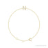 Sapphire Row Natural Diamond Pavé Initial Bracelet - N, 14K Yellow Gold