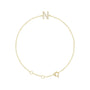 Sapphire Row Natural Diamond Pavé Initial Bracelet - N, 14K Yellow Gold
