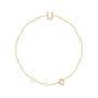 Sapphire Row Natural Diamond Pavé Initial Bracelet - U, 14K Yellow Gold