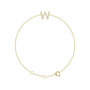 Sapphire Row Natural Diamond Pavé Initial Bracelet - W, 14K Yellow Gold