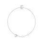 Sapphire Row Natural Diamond Pavé Initial Bracelet - E, 14K White Gold