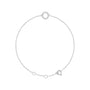Sapphire Row Natural Diamond Pavé Initial Bracelet - O, 14K White Gold