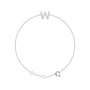 Sapphire Row Natural Diamond Pavé Initial Bracelet - W, 14K White Gold