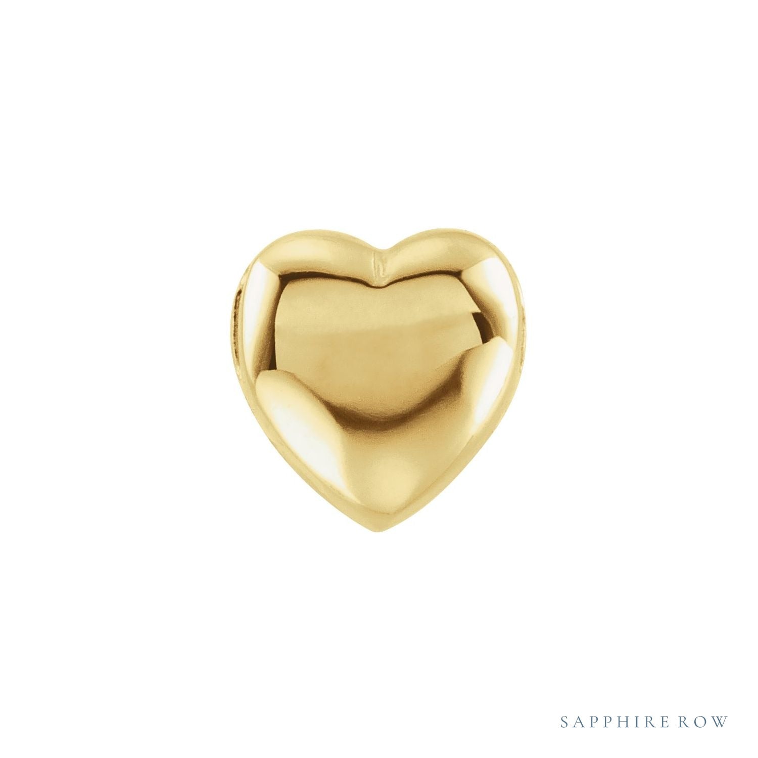 Sapphire Row Gold Heart Slide Pendant - 14K Yellow Gold