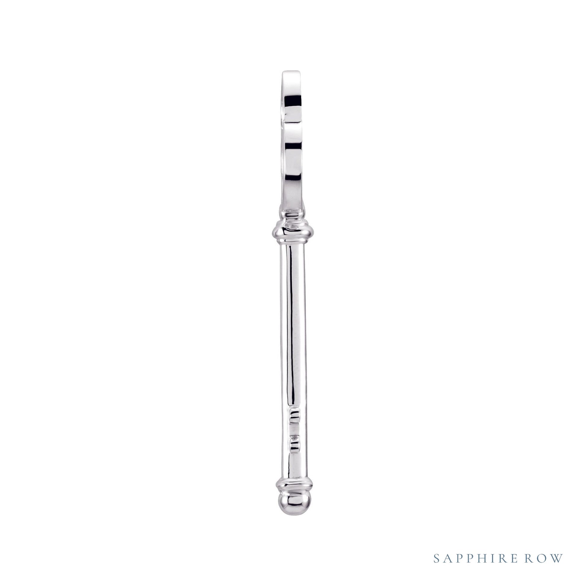 Sapphire Row Gold Key Pendant - 14K White Gold (view 2)