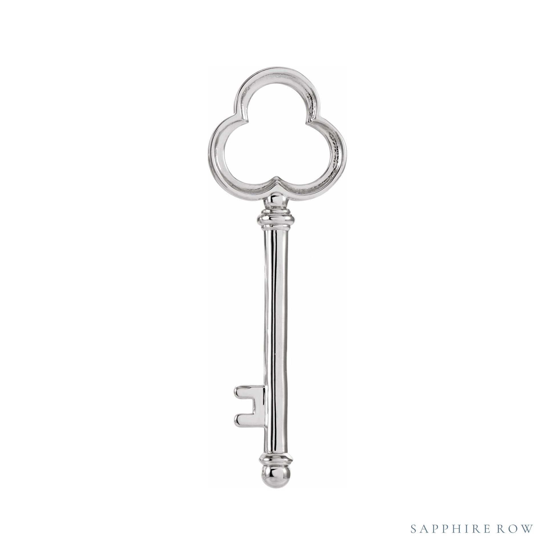 Sapphire Row Gold Key Pendant - 14K White Gold (view 3)