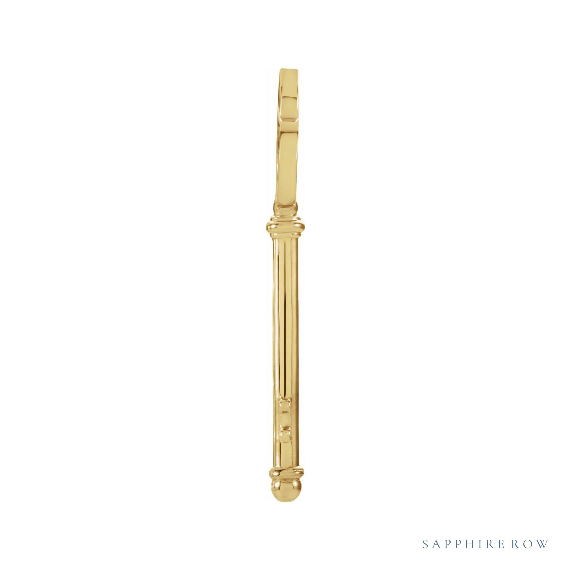 Sapphire Row Gold Key Pendant - 14K Yellow Gold (view 2)