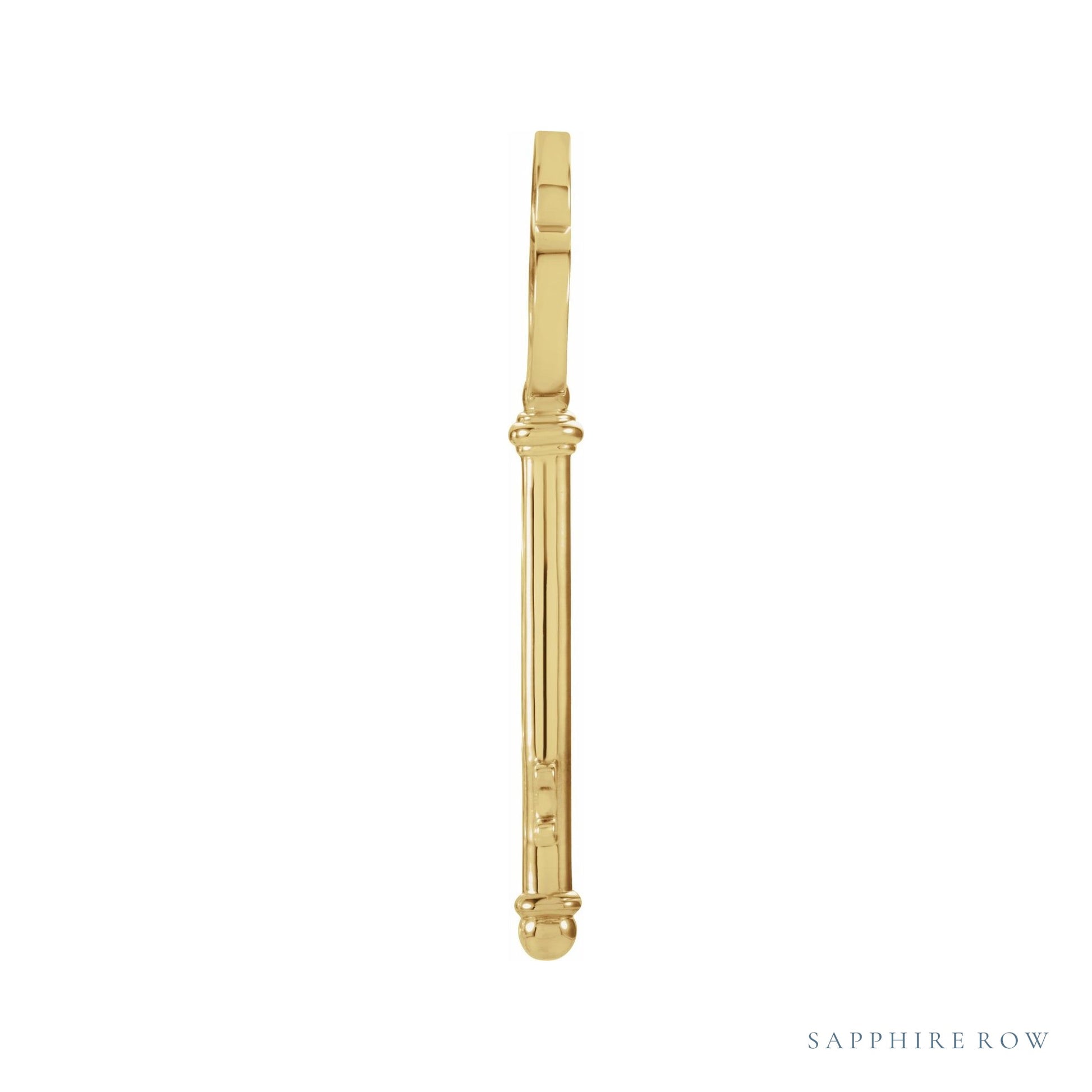Sapphire Row Gold Key Pendant - 14K Yellow Gold (view 2)