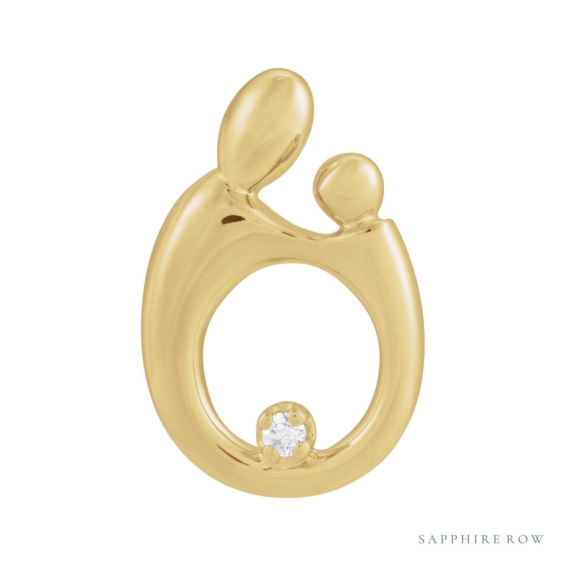 Sapphire Row Natural Diamond Mother & Child Slide Pendant - 14K Yellow Gold, 0.05 ctw