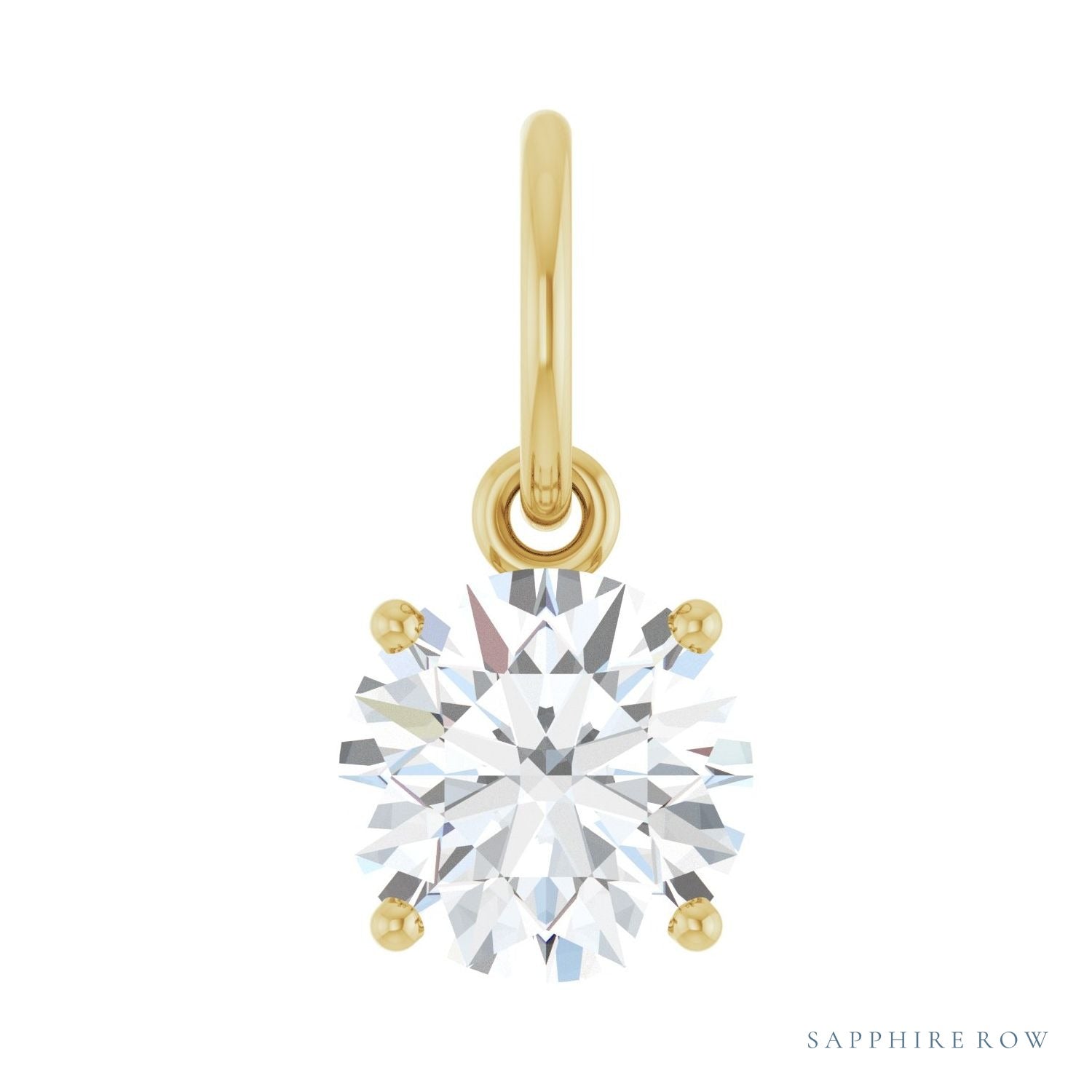 Sapphire Row Natural Diamond Floating Round Pendant - 14K Yellow Gold, 9/10 ctw