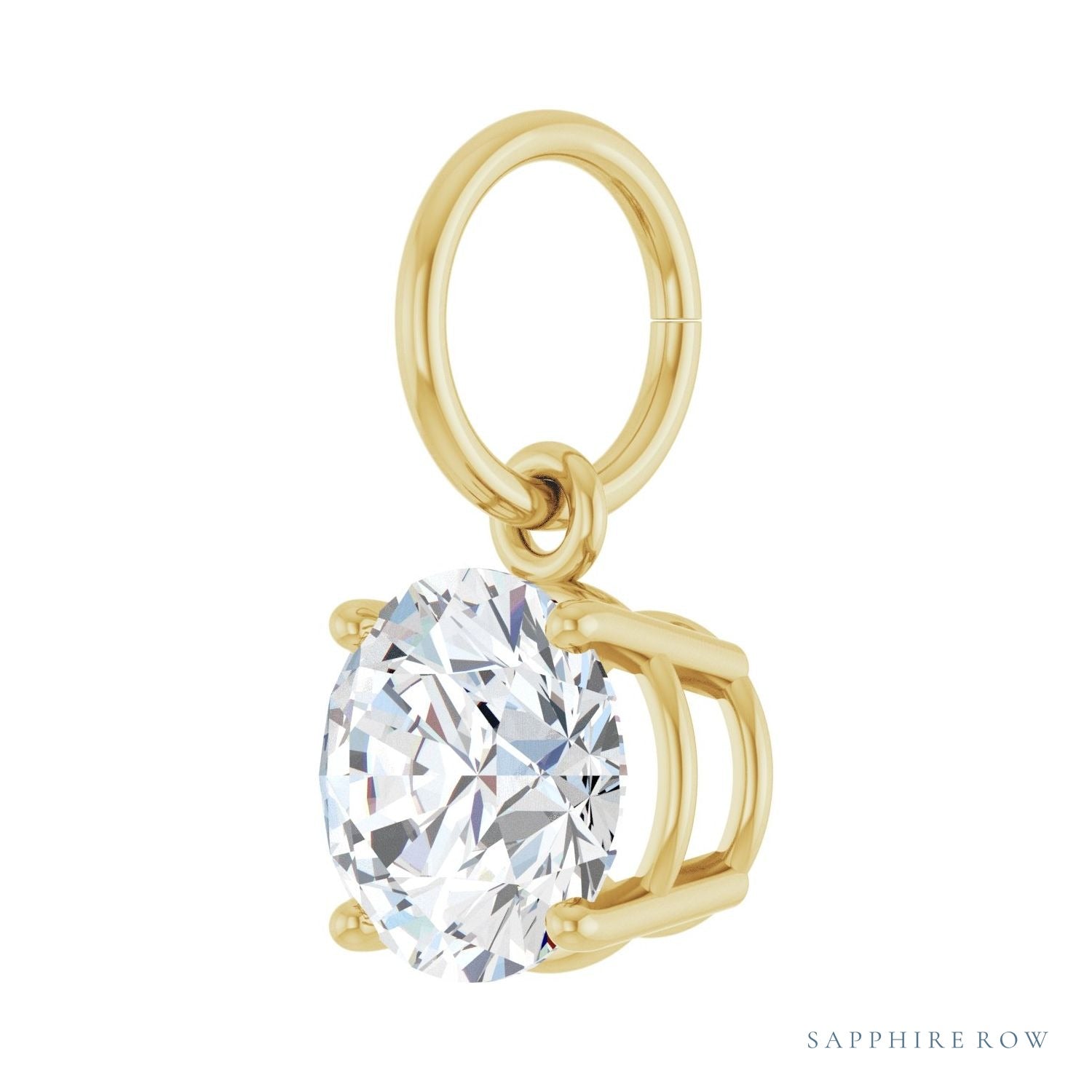 Sapphire Row Natural Diamond Floating Round Pendant - 14K Yellow Gold, 9/10 ctw (view 2)
