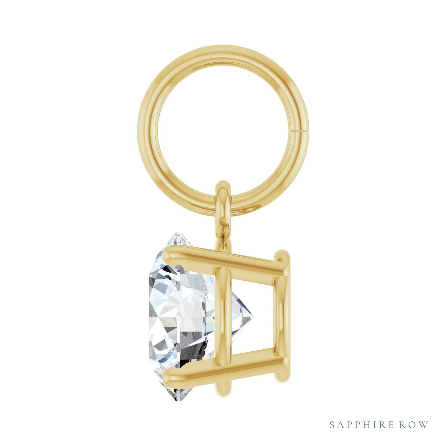 Sapphire Row Natural Diamond Floating Round Pendant - 14K Yellow Gold, 9/10 ctw (view 3)