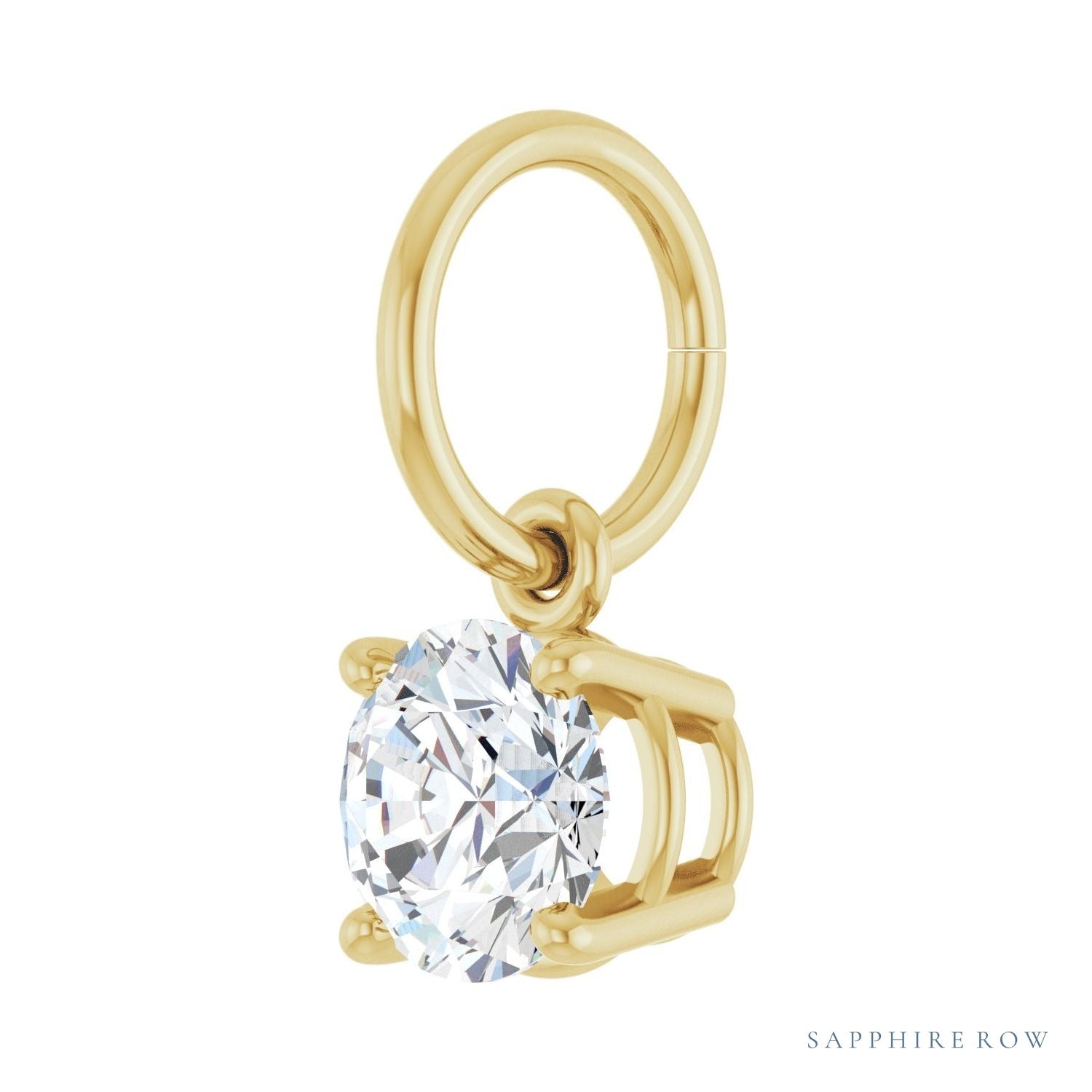Sapphire Row Natural Diamond Floating Round Pendant - 14K Yellow Gold, 1/2 ctw (view 2)