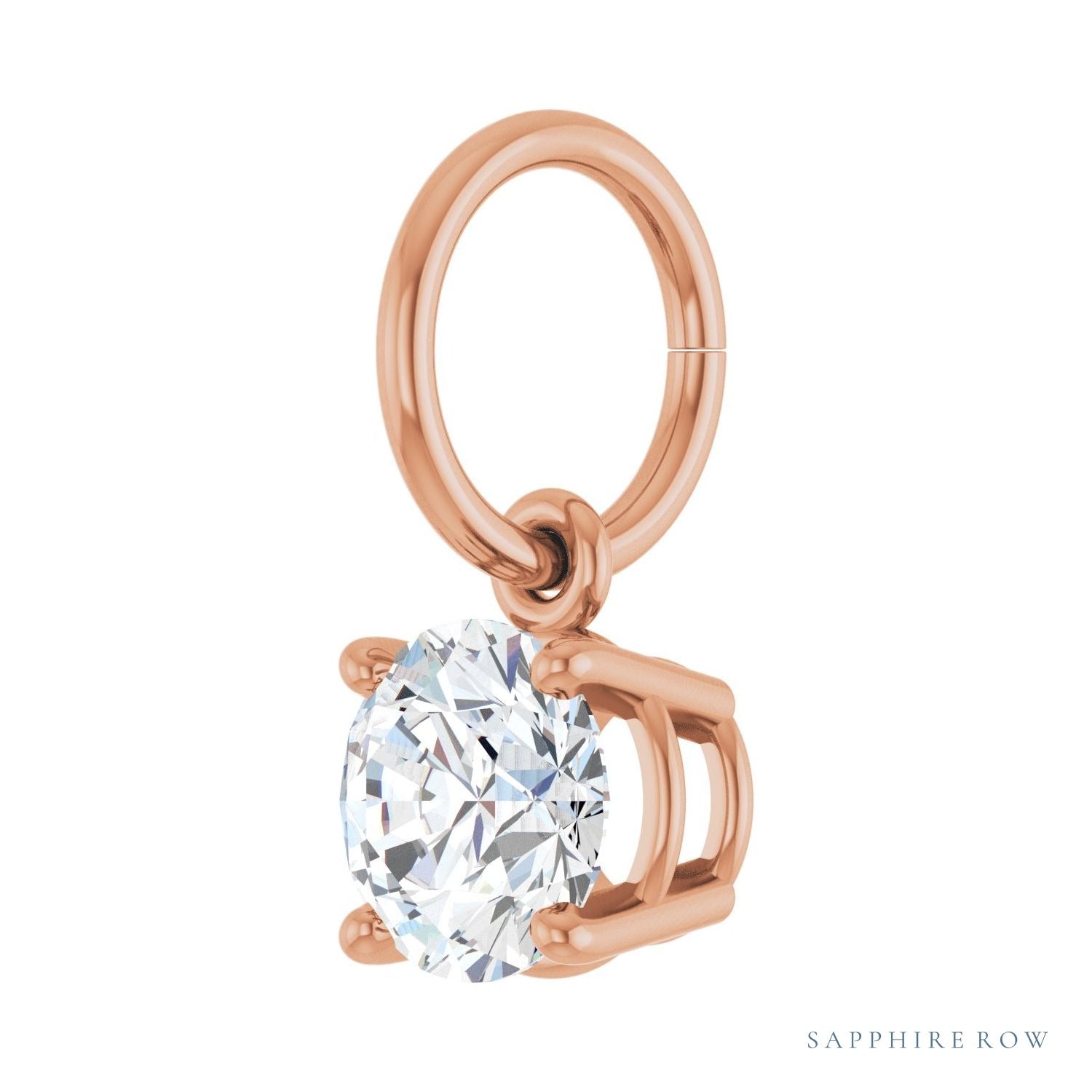 Sapphire Row Natural Diamond Floating Round Pendant - 14K Rose Gold, 1/2 ctw (view 2)