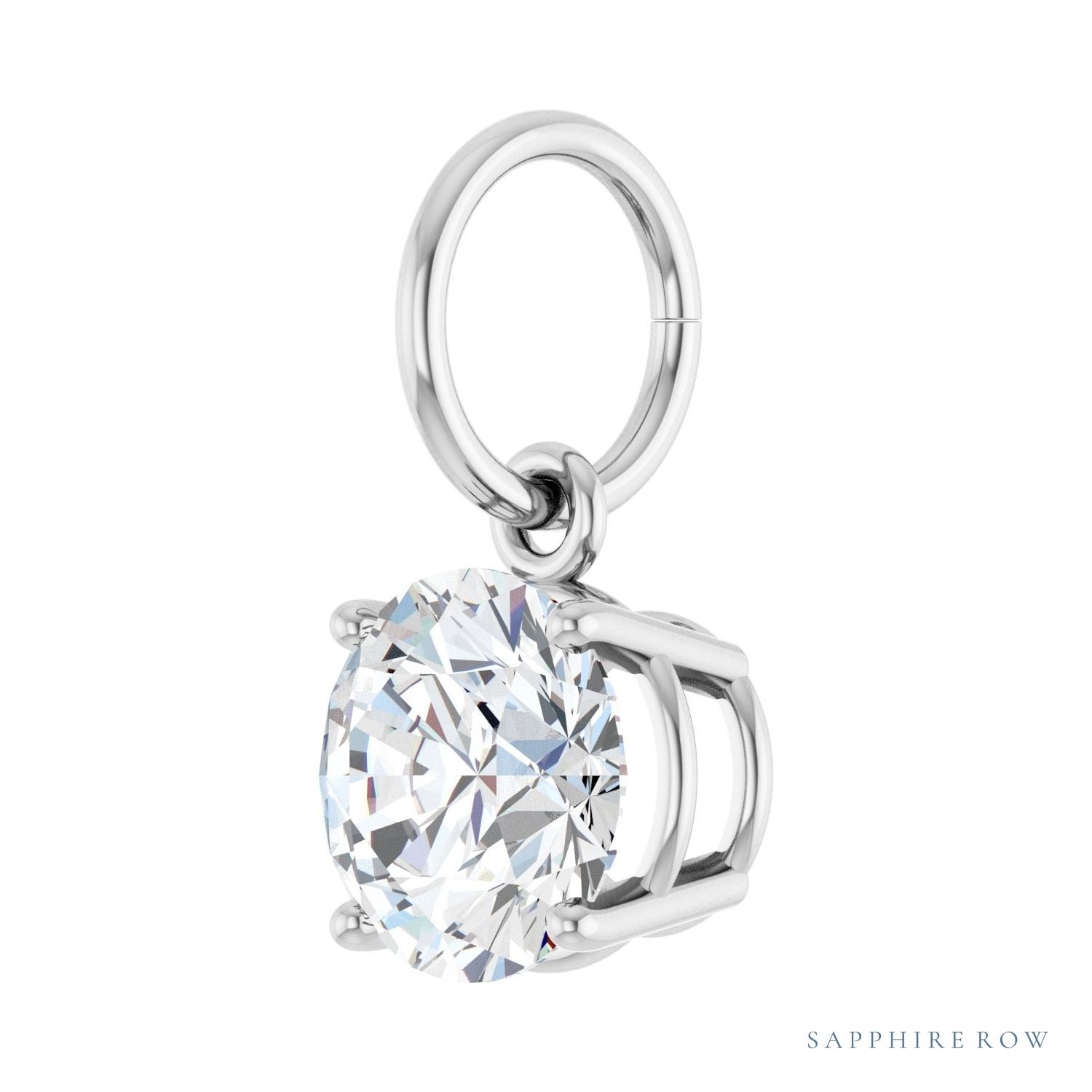 Sapphire Row Lab-Grown Diamond Floating Round Pendant - 14K White Gold, 1 ctw (view 2)