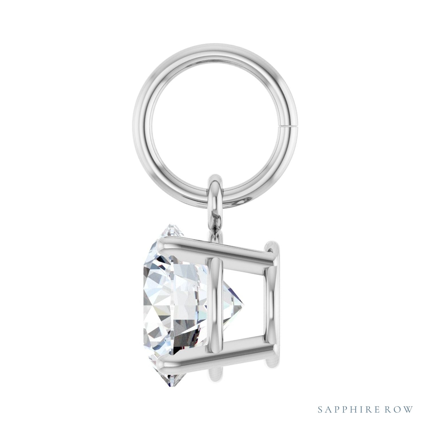 Sapphire Row Lab-Grown Diamond Floating Round Pendant - 14K White Gold, 1 ctw (view 3)
