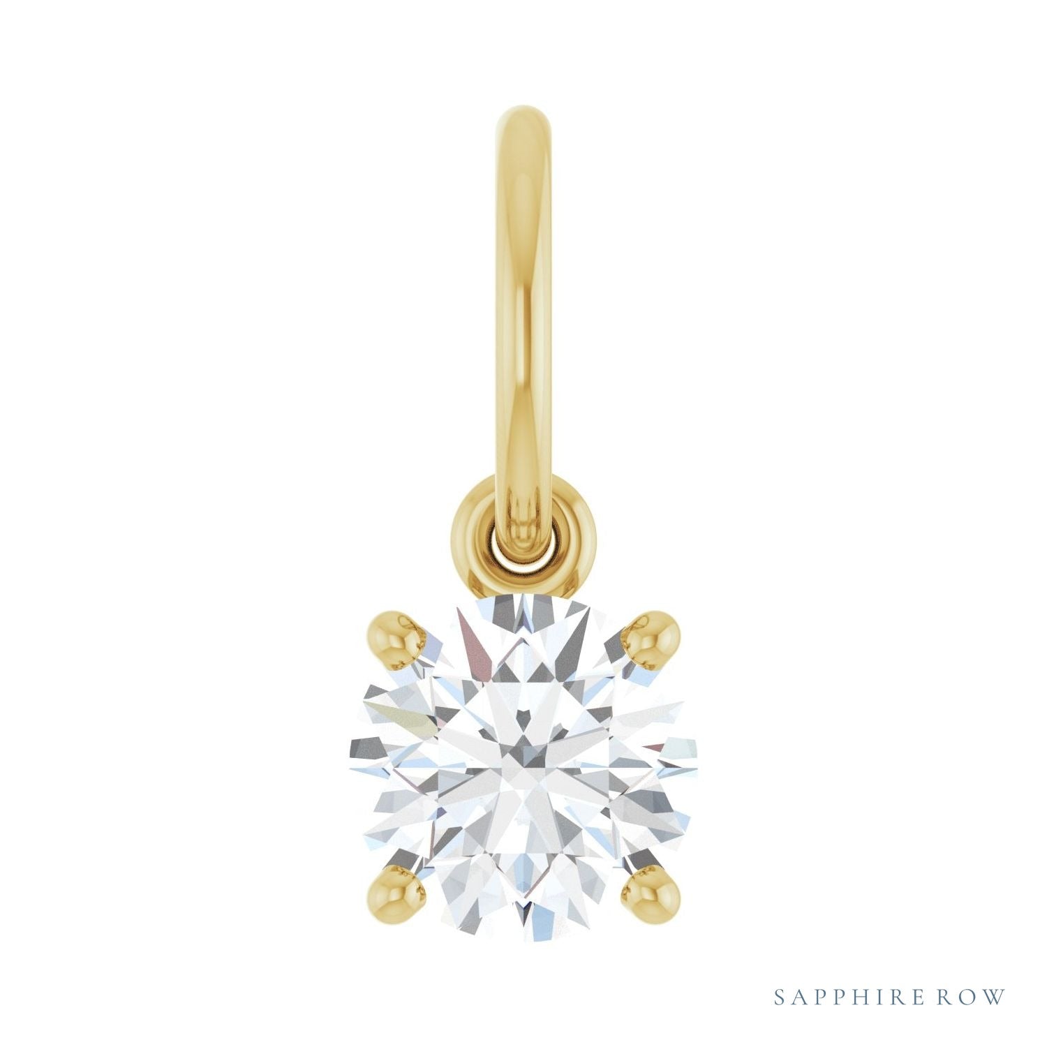 Sapphire Row Lab-Grown Diamond Floating Round Pendant - 14K Yellow Gold, 1/2 ctw