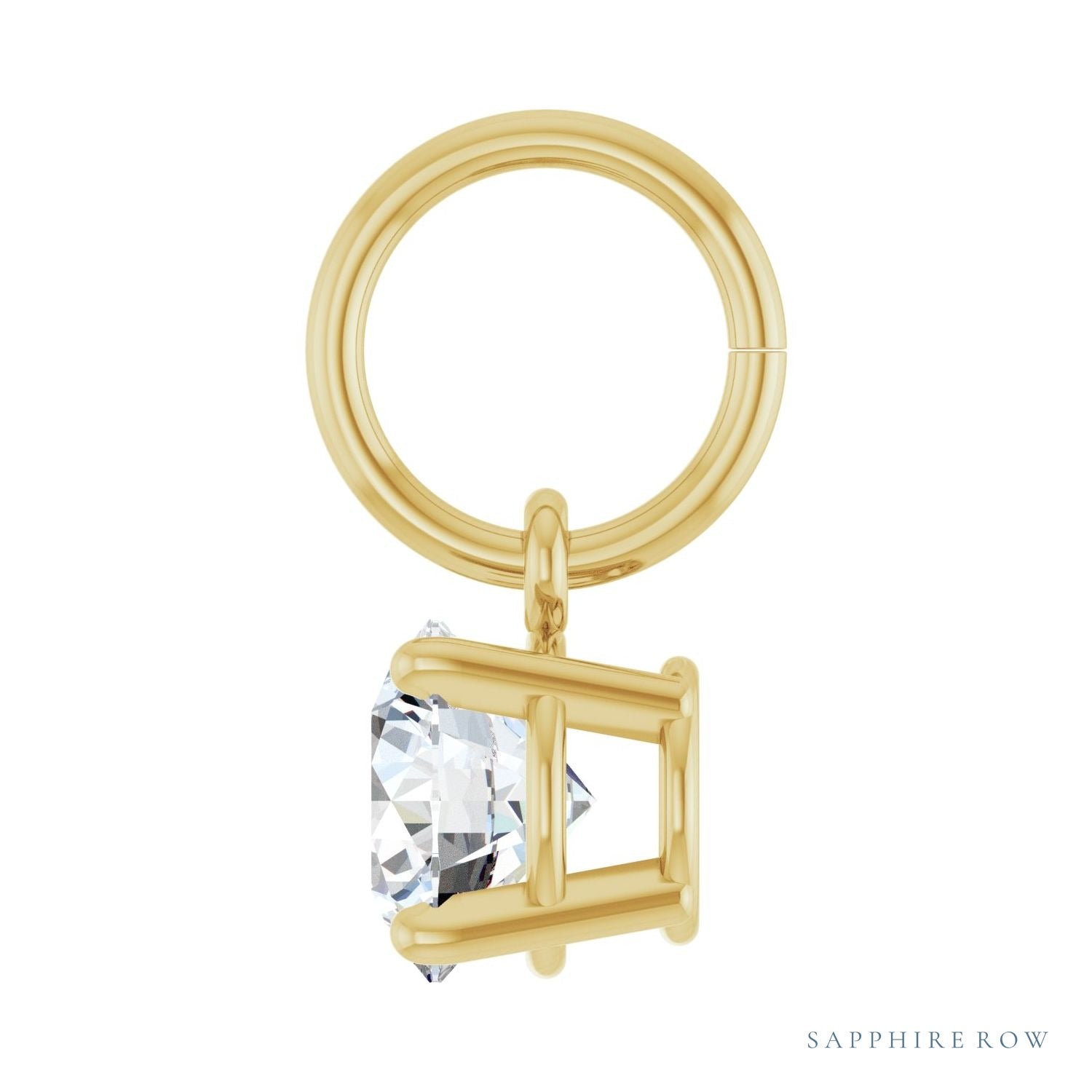 Sapphire Row Lab-Grown Diamond Floating Round Pendant - 14K Yellow Gold, 1/2 ctw (view 3)