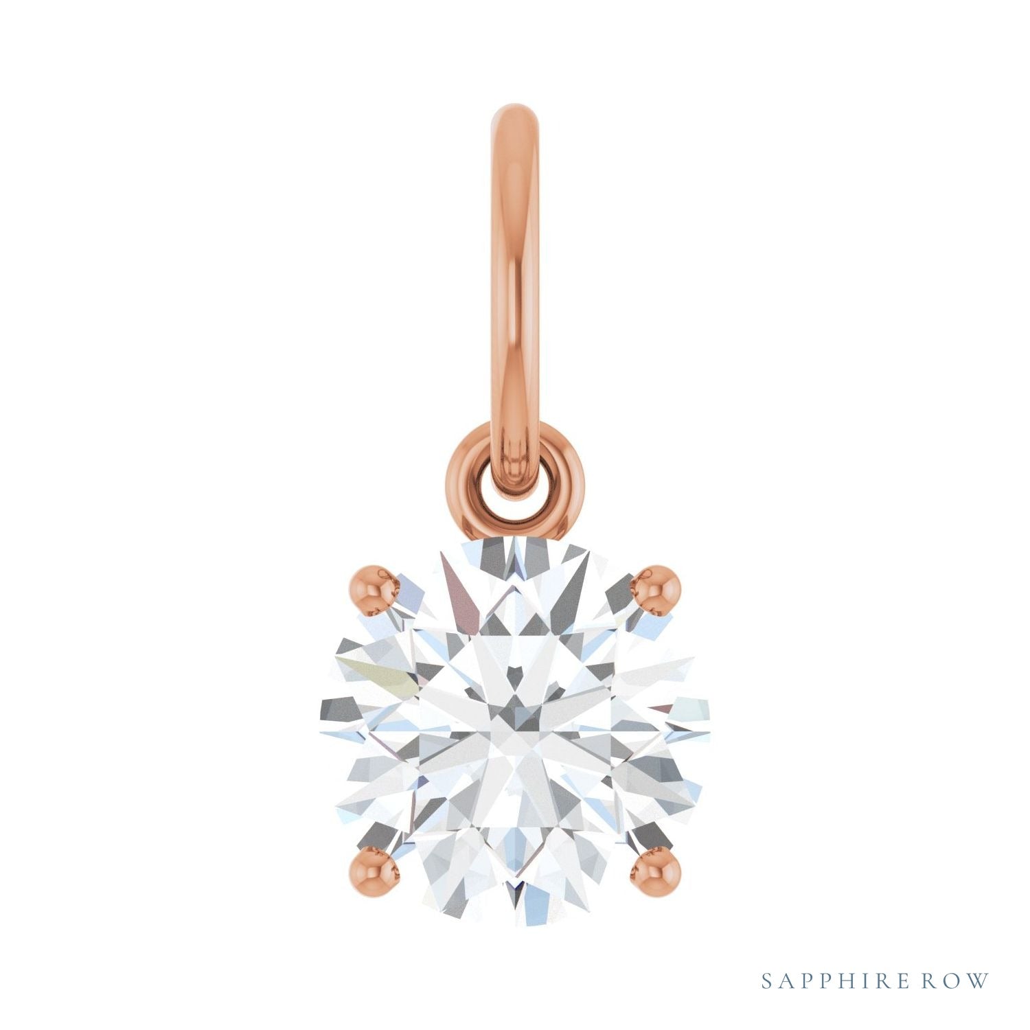 Sapphire Row Lab-Grown Diamond Floating Round Pendant - 14K Rose Gold, 1 ctw
