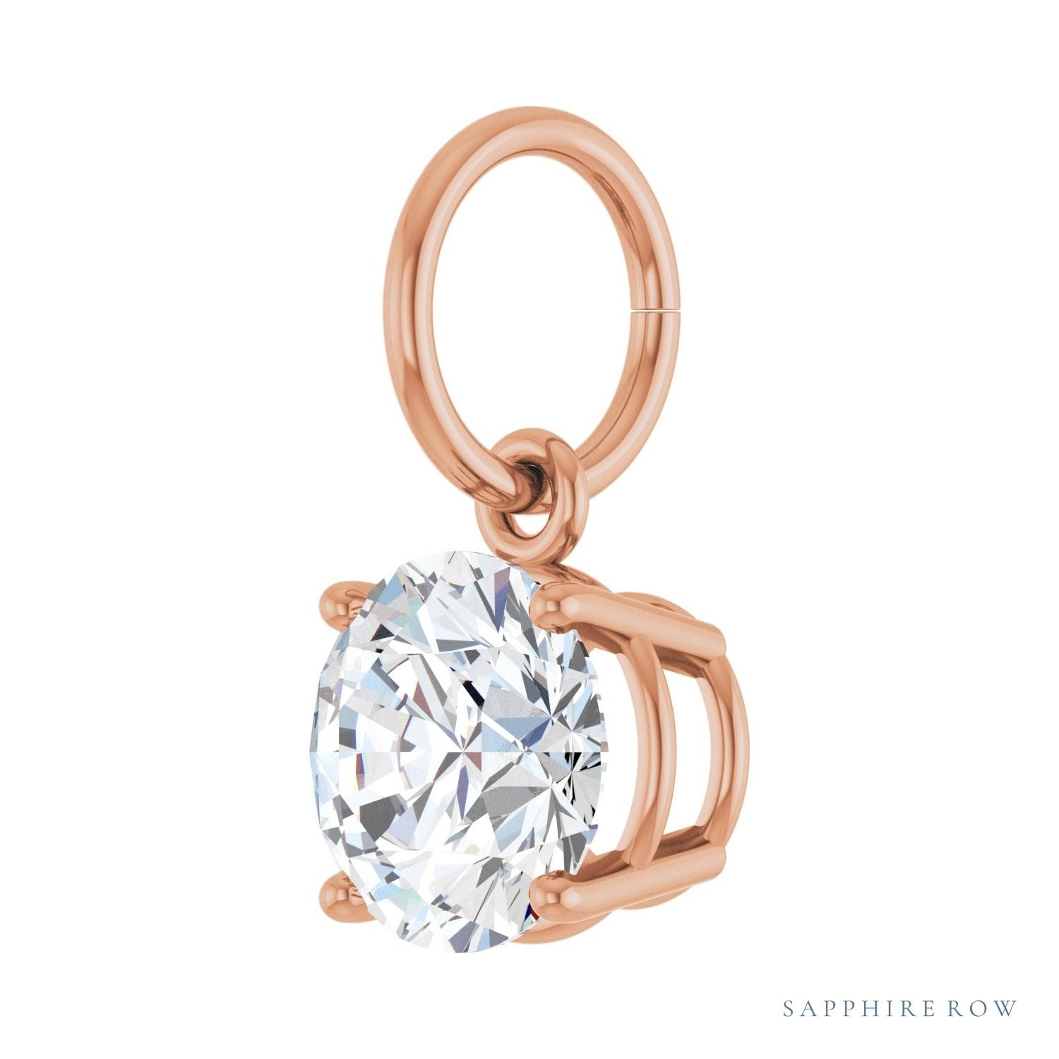 Sapphire Row Lab-Grown Diamond Floating Round Pendant - 14K Rose Gold, 1 ctw (view 2)