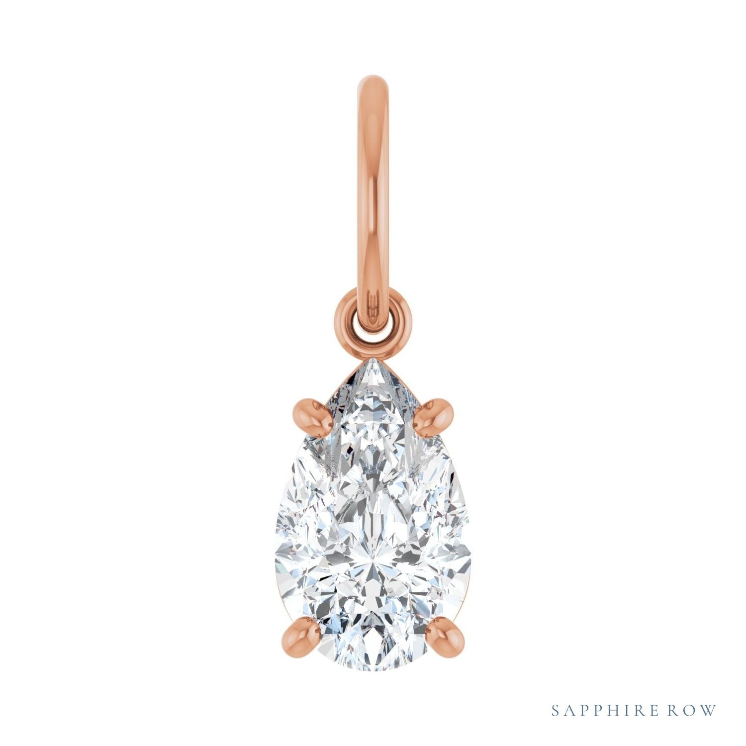 Sapphire Row Lab-Grown Diamond Floating Pear Pendant - 14K Rose Gold, 3/4 ctw