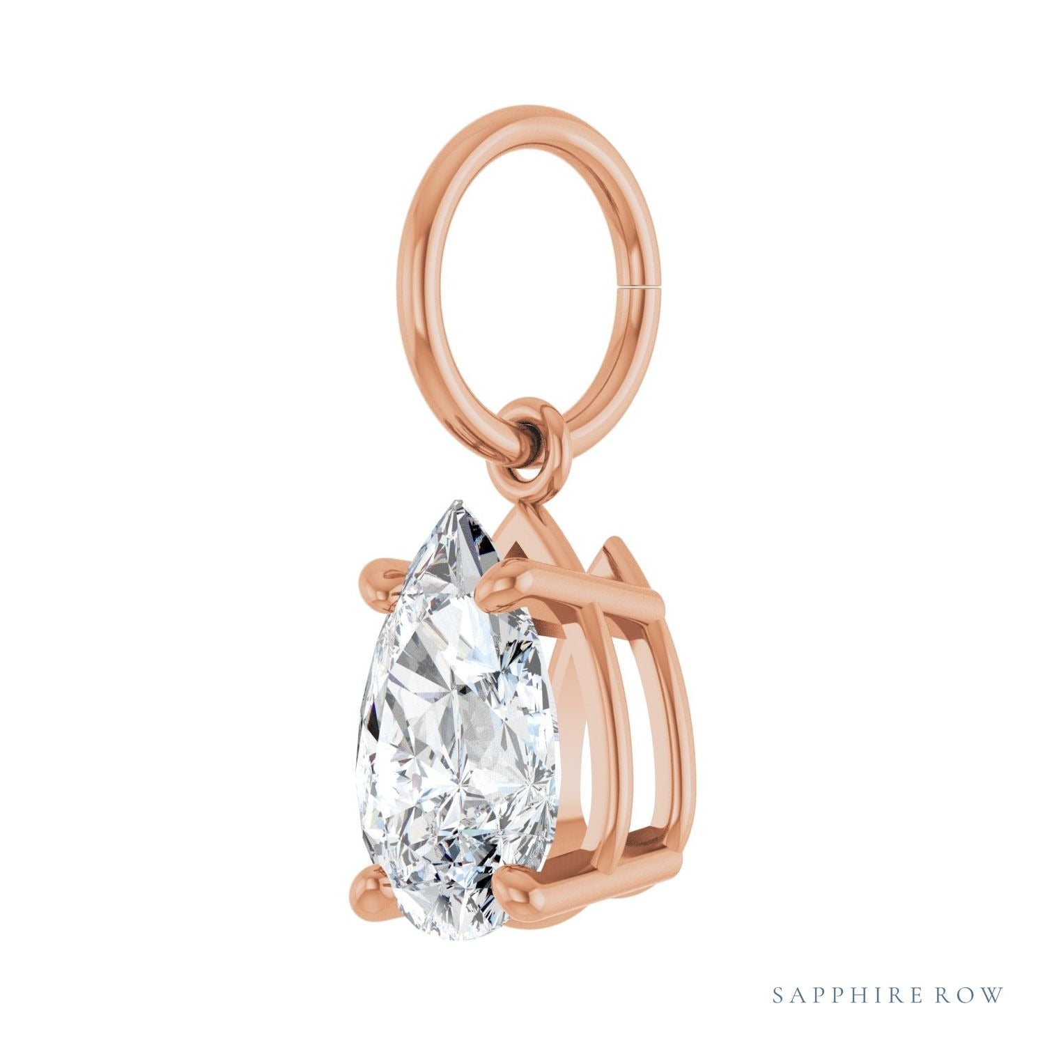 Sapphire Row Lab-Grown Diamond Floating Pear Pendant - 14K Rose Gold, 3/4 ctw (view 2)