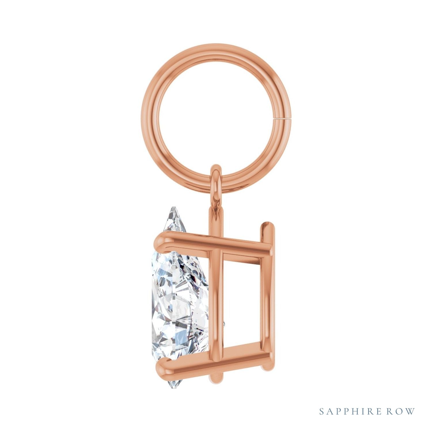 Sapphire Row Lab-Grown Diamond Floating Pear Pendant - 14K Rose Gold, 3/4 ctw (view 3)