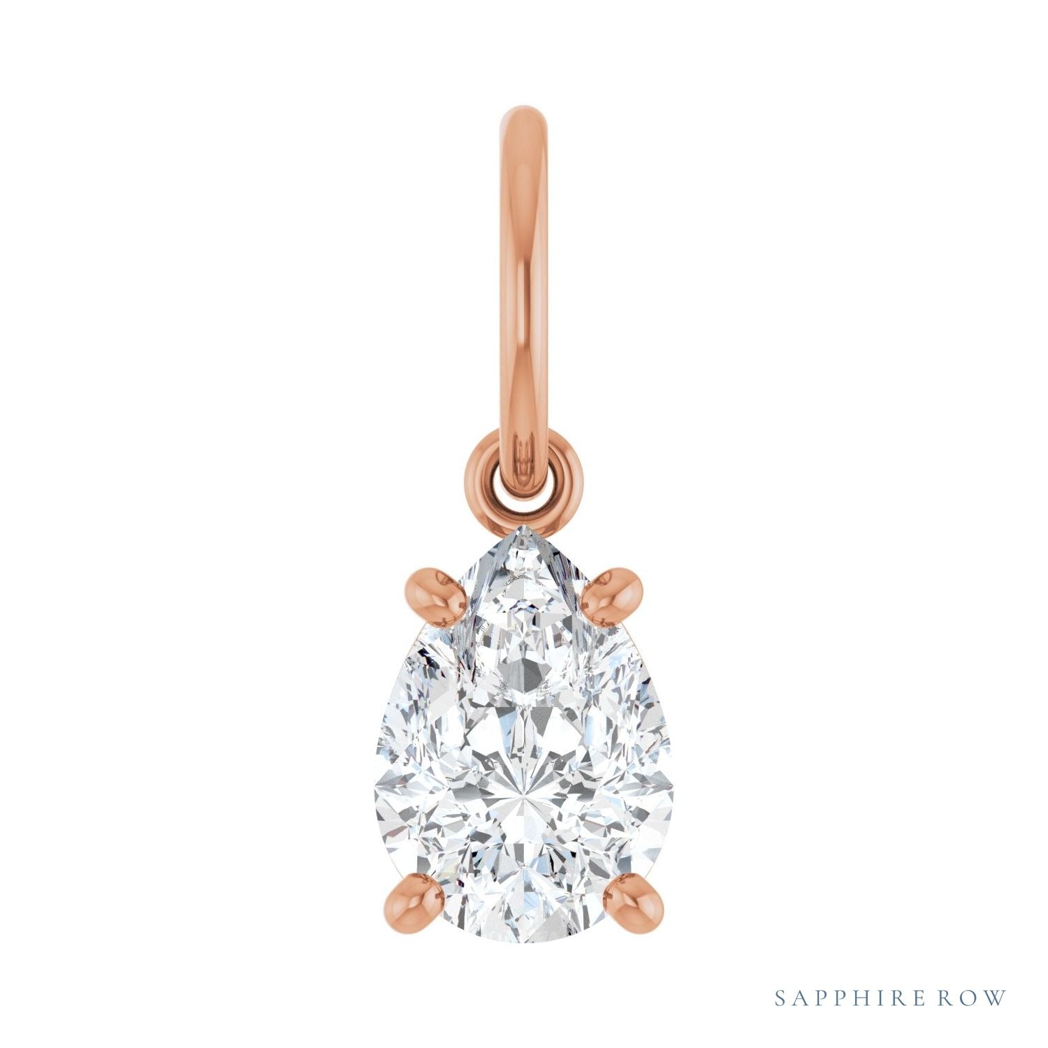 Sapphire Row Lab-Grown Diamond Floating Pear Pendant - 14K Rose Gold, 5/8 ctw