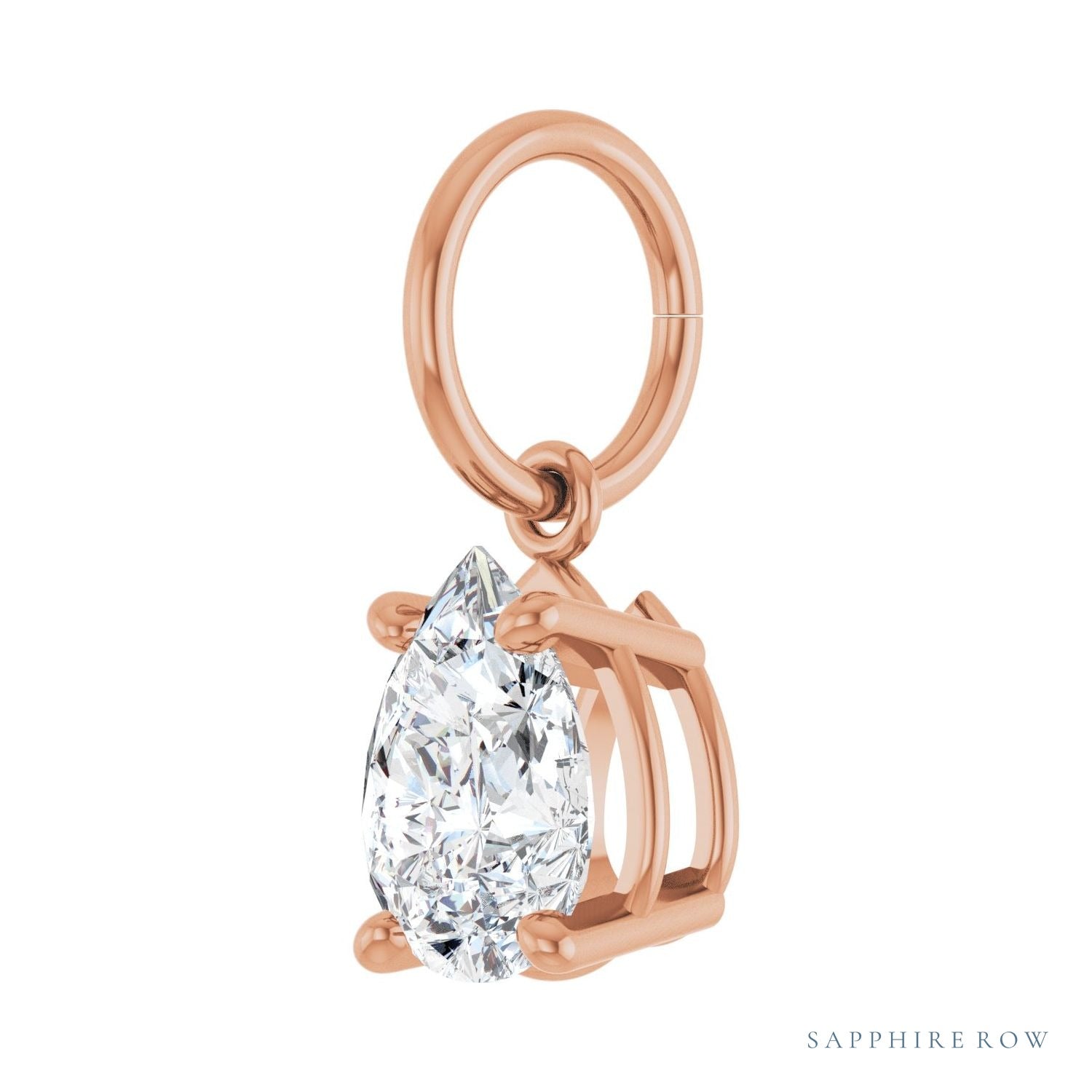 Sapphire Row Lab-Grown Diamond Floating Pear Pendant - 14K Rose Gold, 5/8 ctw (view 2)