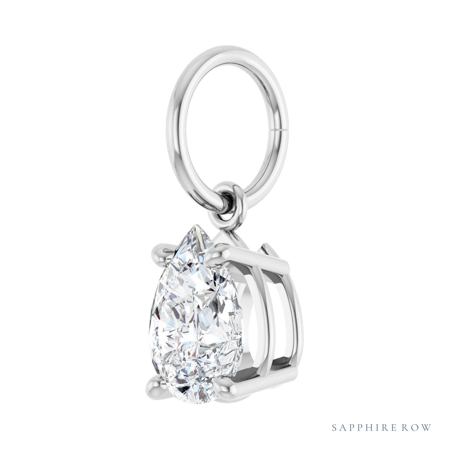 Sapphire Row Lab-Grown Diamond Floating Pear Pendant - Platinum, 5/8 ctw (view 2)