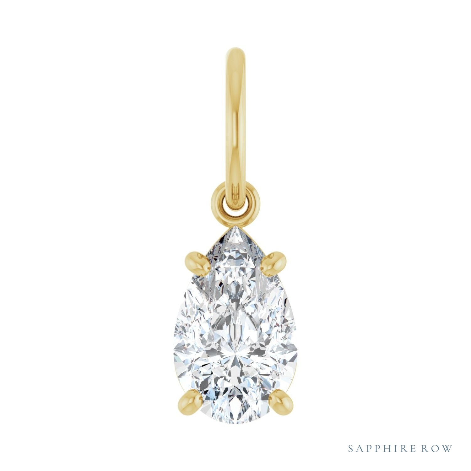 Sapphire Row Lab-Grown Diamond Floating Pear Pendant - 14K Yellow Gold, 3/4 ctw
